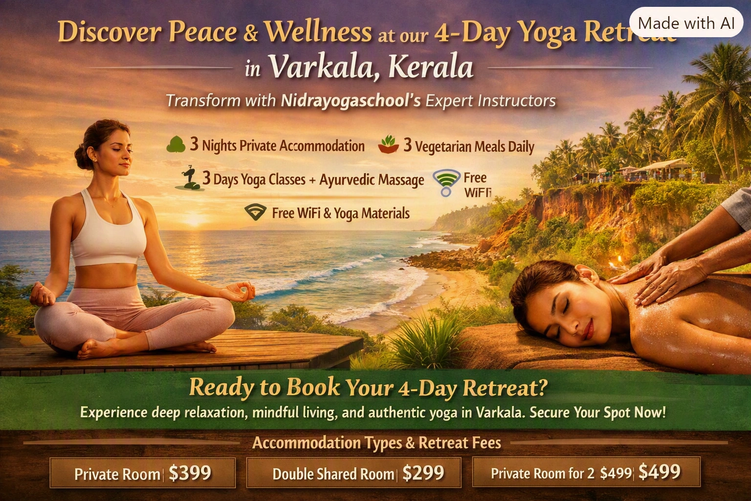 4-Day Yoga Retreat in Varkala, Kerala at Nidra Yoga School